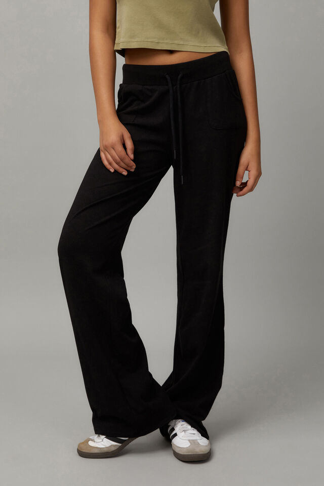 Lightweight Straight Leg Trackpant, BLACK