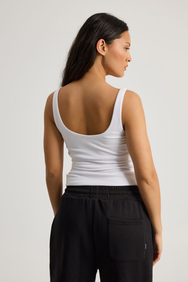 Authentics Scoop Neck Tank, WHITE