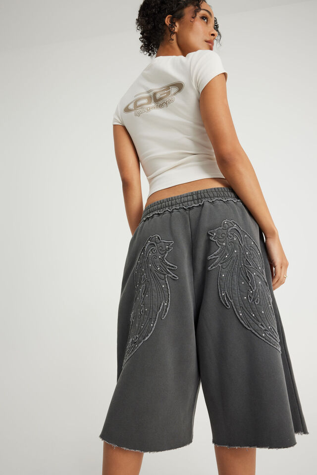 Baggy Track Short, NTN WASHED BLACK/ANGEL OR DEMON
