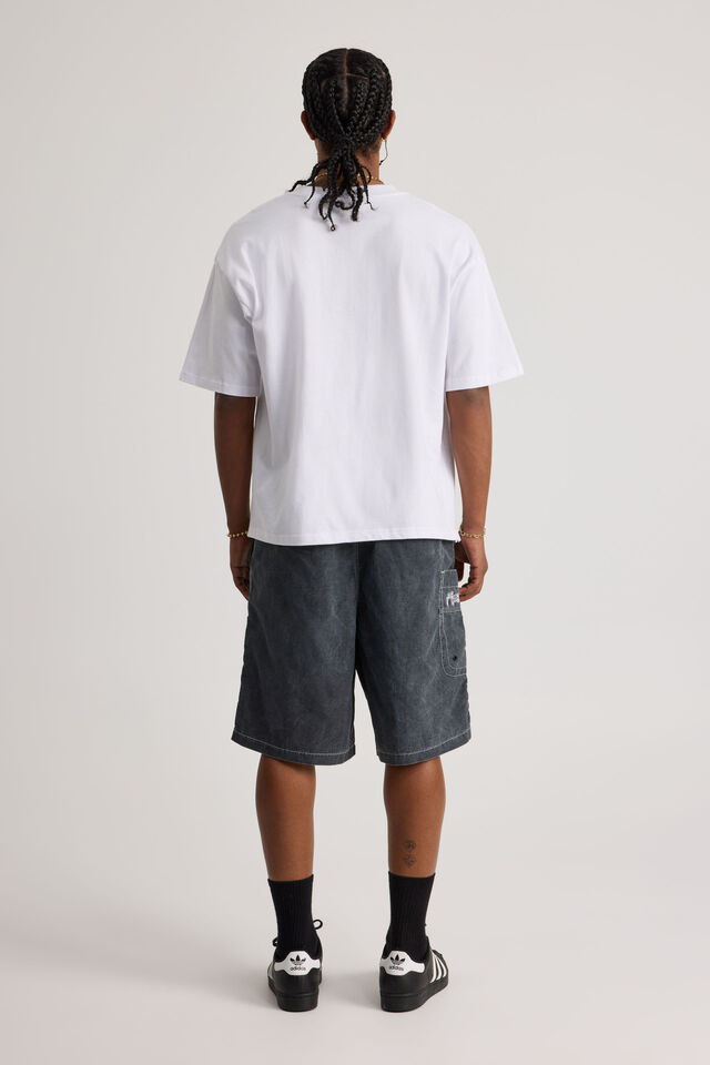 Half Half Throwback Boardshort, WASHED STEEL