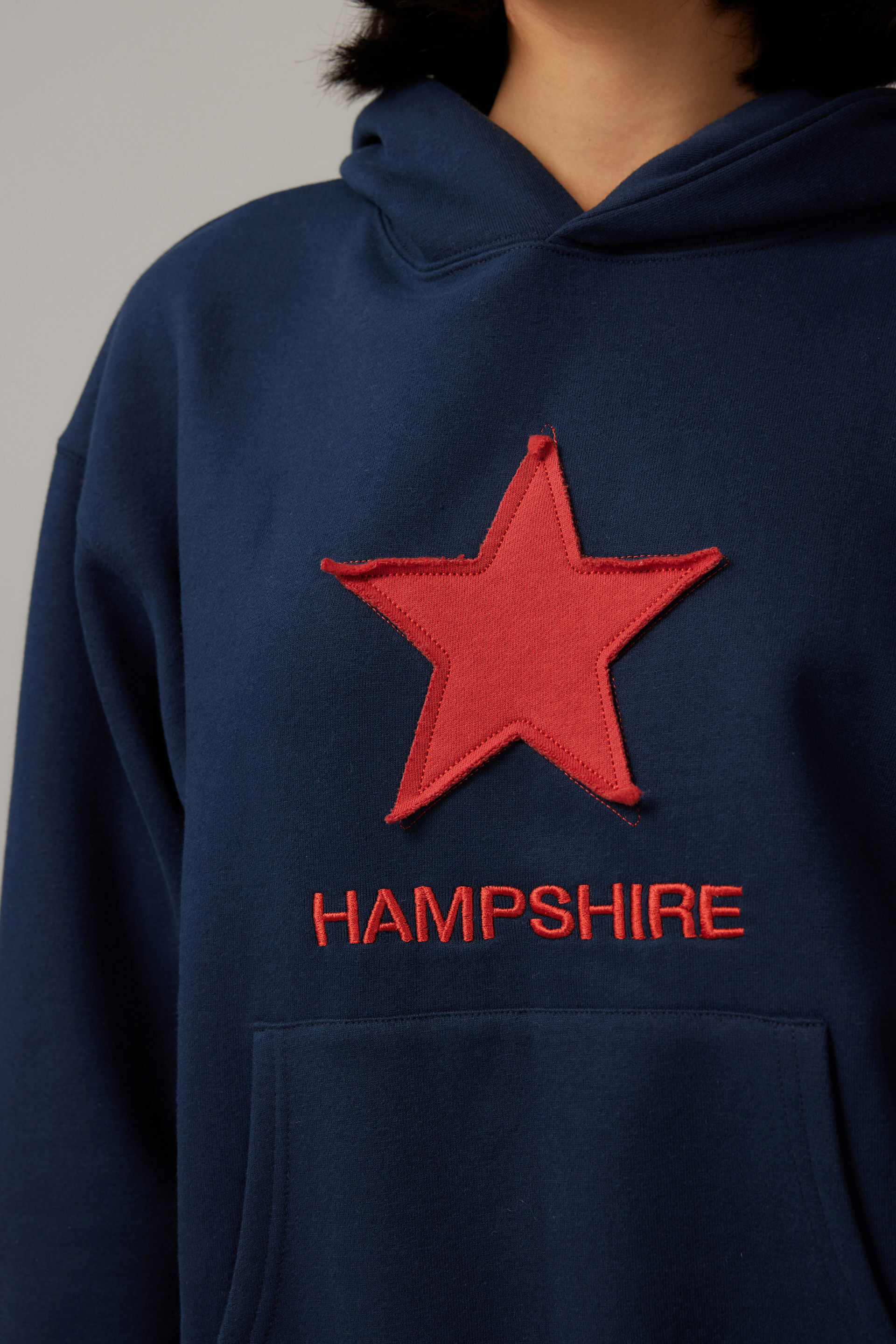 Navy blue and red hoodie top