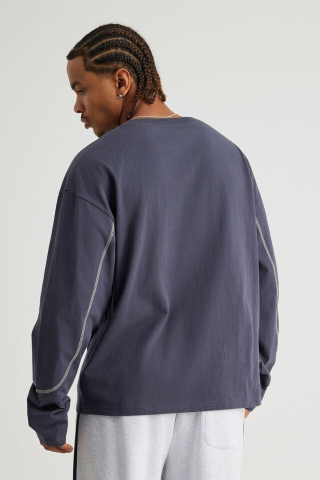 Notion Panelled Long Sleeve Tshirt, NTN IRON/PEBBLE PANEL
