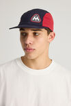 Half Half Nylon 4 Panel Cap, NAVY RED WHITE TRI STAR LOGO - alternate image 3