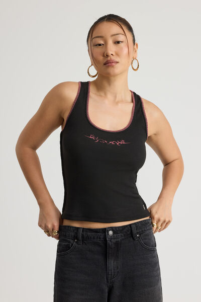 Notion X Smolbrat Graphic Tank, WASHED BLACK/SMOLBRAT SPIKEY VINES