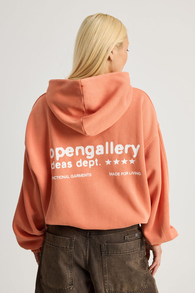 Open Gallery Boxy Hoodie, OG WASHED RICH ORANGE/SOCIAL MOVEMENT