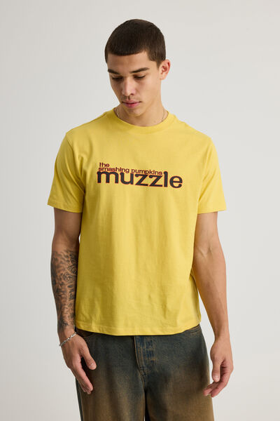 Slim Fit Music Merch Tshirt, LCN MT SMASHING PUMPKINS MUSTARD/MUZZLE