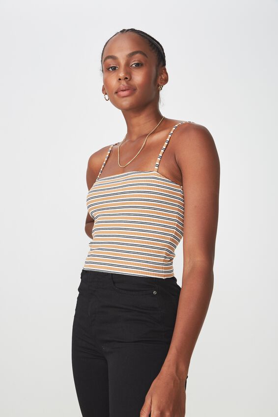 Ribbing Cami 2, KENZIE STRIPE APPLE CINNAMON