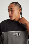 Half Half Box Fit Panelled Graphic Tshirt, HH GREY/BLACK ESCALADE - example image 4