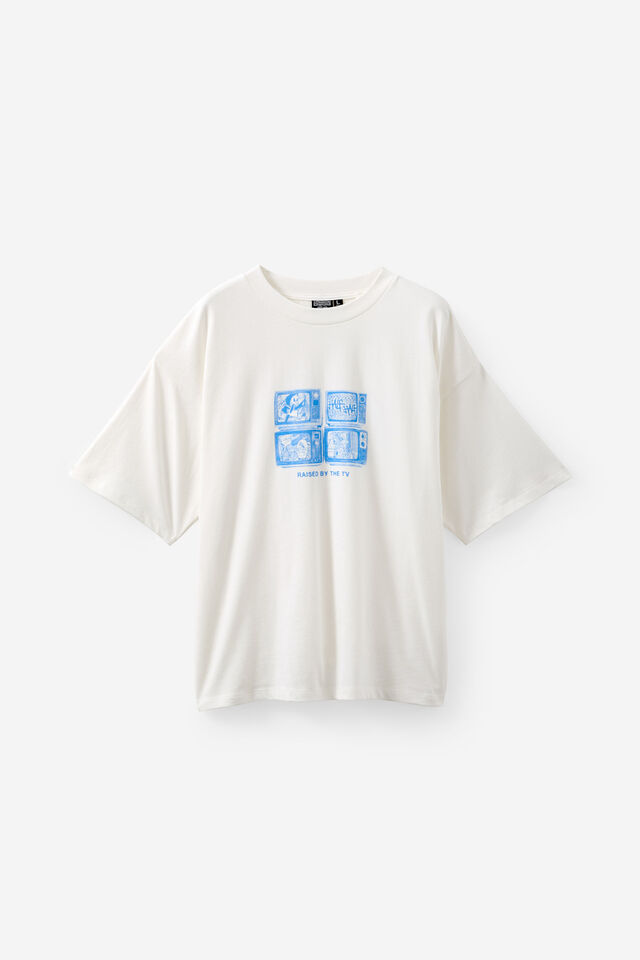 Cartoon Network X Half Half Box Fit Tshirt, LCN WB CLOUD/RAISED BY TV
