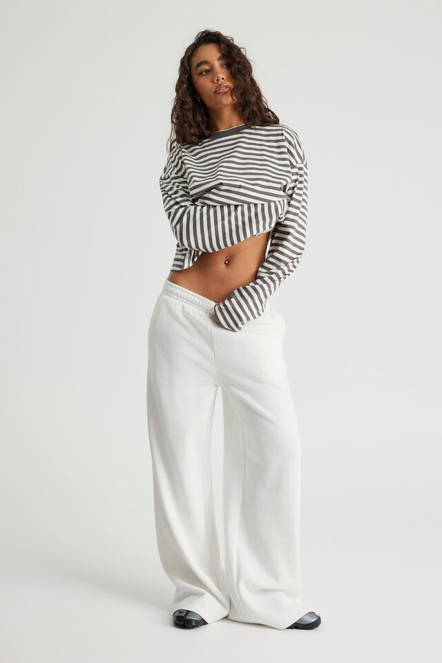 Open Gallery Cropped Long Sleeve Tshirt, OG TITANIUM STRIPE/OG LOGO