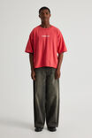 Half Half Boxy Cropped Graphic Tshirt, HH WASHED VARSITY RED/CHAINED UP - alternate image 2