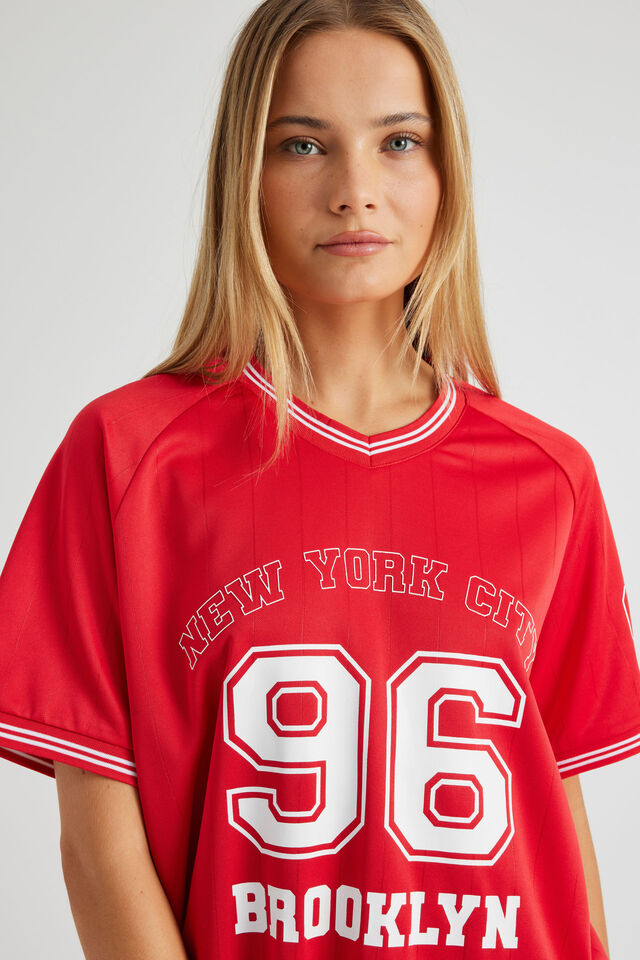 V Neck Sports Jersey, POST BOX RED/NYC