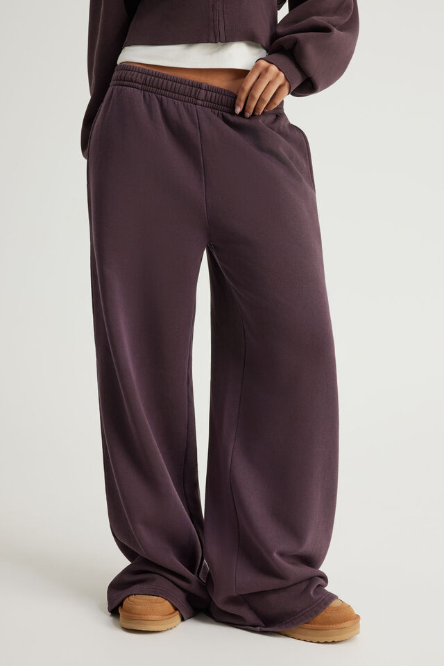 Classic Wide Leg Trackpant, WASHED FROZEN BERRY