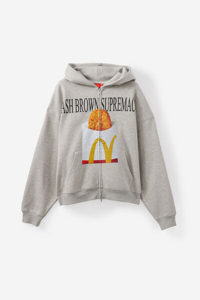Mcdonalds Zip Thru Hoodie, LCN MCD GREY MARLE/HASH BROWN SUPREMACY
