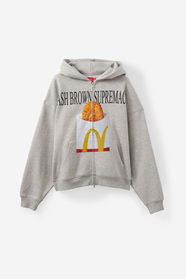 Mcdonalds Zip Thru Hoodie, LCN MCD GREY MARLE/HASH BROWN SUPREMACY