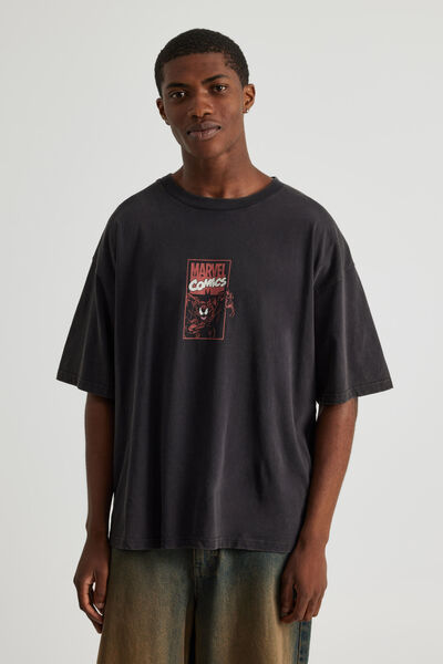 Marvel Box Fit Tshirt, LCN MAR WASHED BLACK/CARNAGE