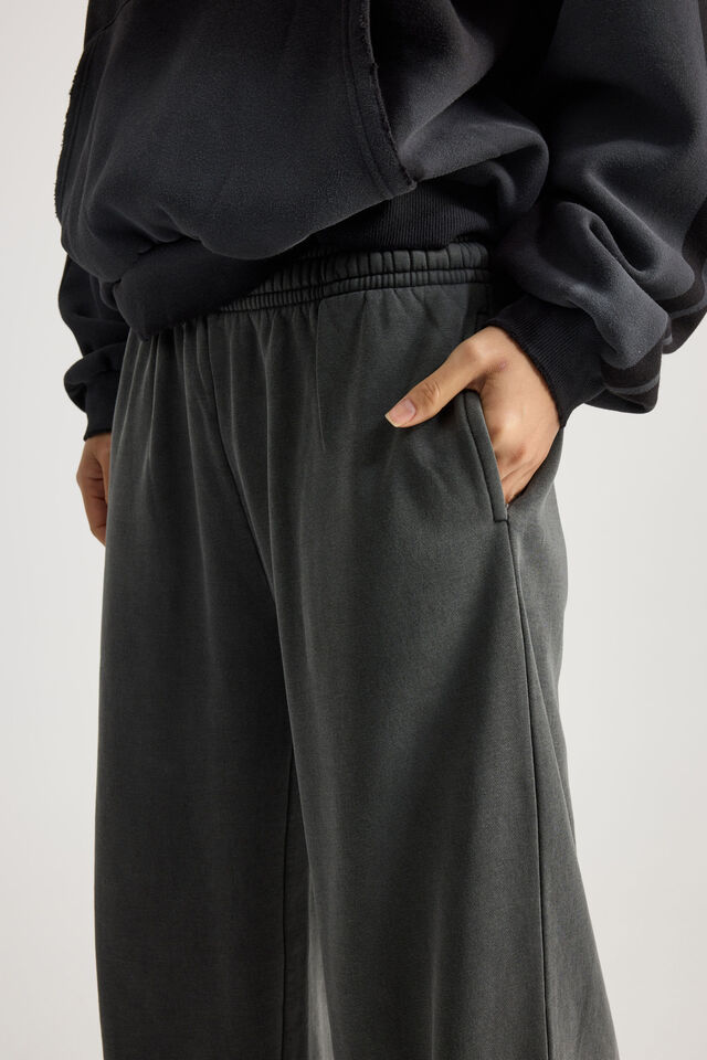 Classic Wide Leg Trackpant, WASHED BLACK