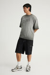 Half Half Painter Baggy Denim Short, JET BLACK/DICE GRAPHIC - example image 2