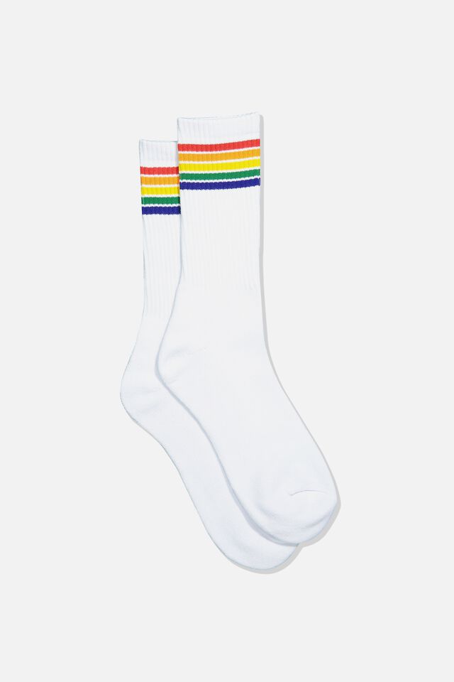 Retro Ribbed Socks, RAINBOW_WTE