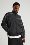 Half Half Zip Through Jacket, BLACK GRID CHECK - alternate image 1