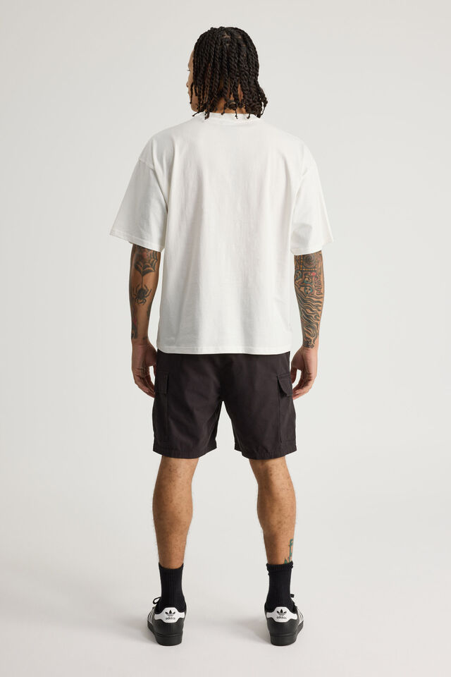 Half Half Pull On Cargo Short, BLACK