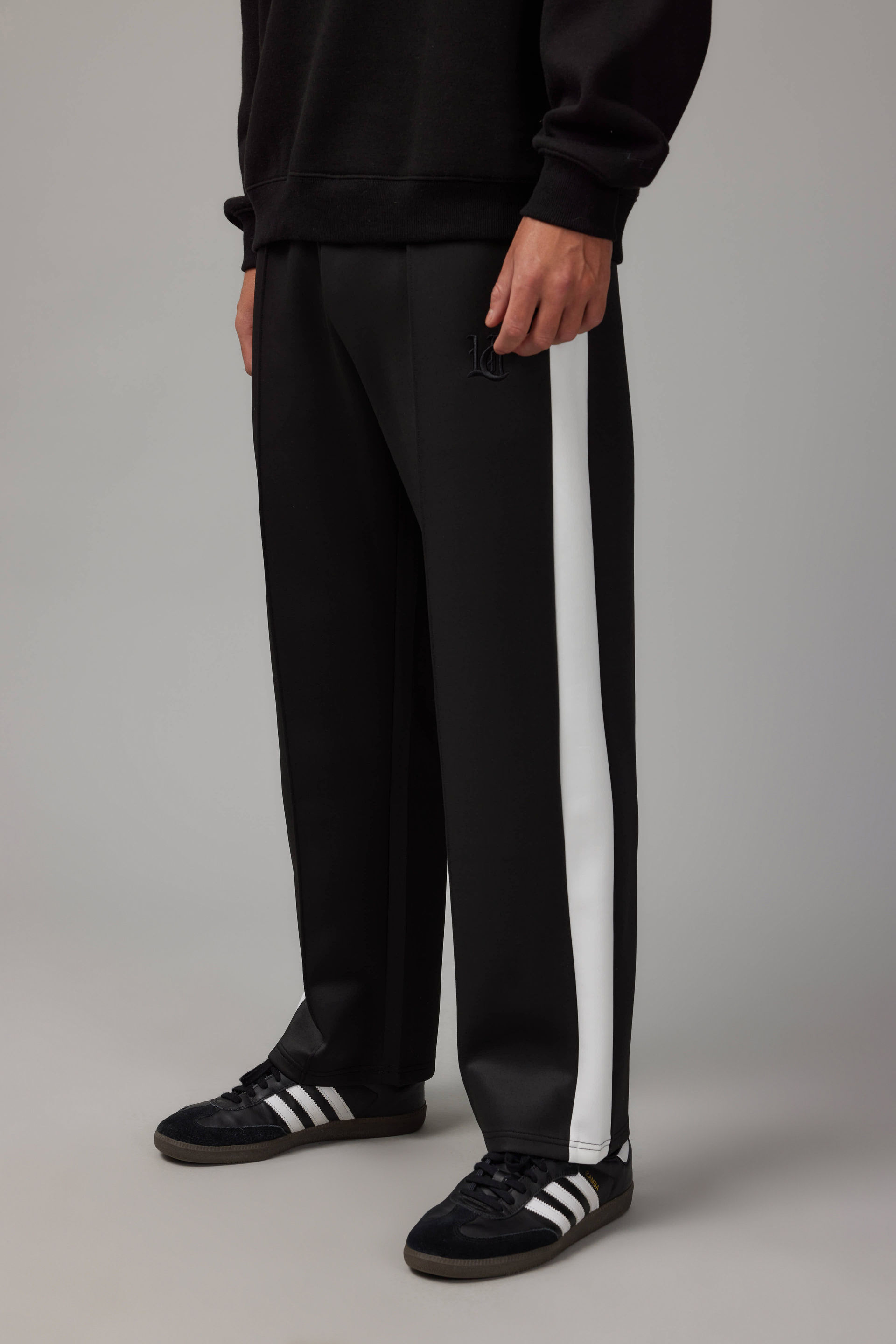 GORGLITTER Men's Baggy Y2K Sweatpants - Double Waisted Striped Wide Leg Track Pants