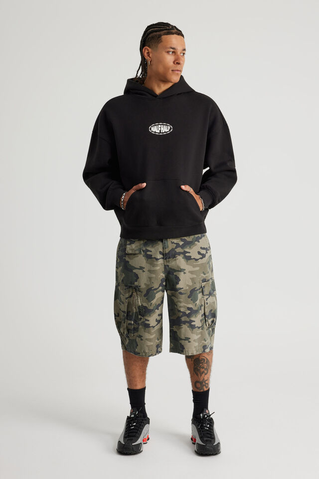 Half Half Hoodie, HH BLACK/TURBULENT