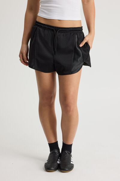 Panelled Basketball Short, BLACK_BLACK STEALTH