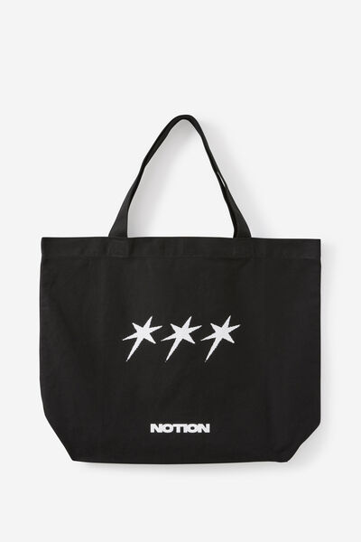 Notion Large Tote Bag, NOTION BLACK W WHT STAR LOGO