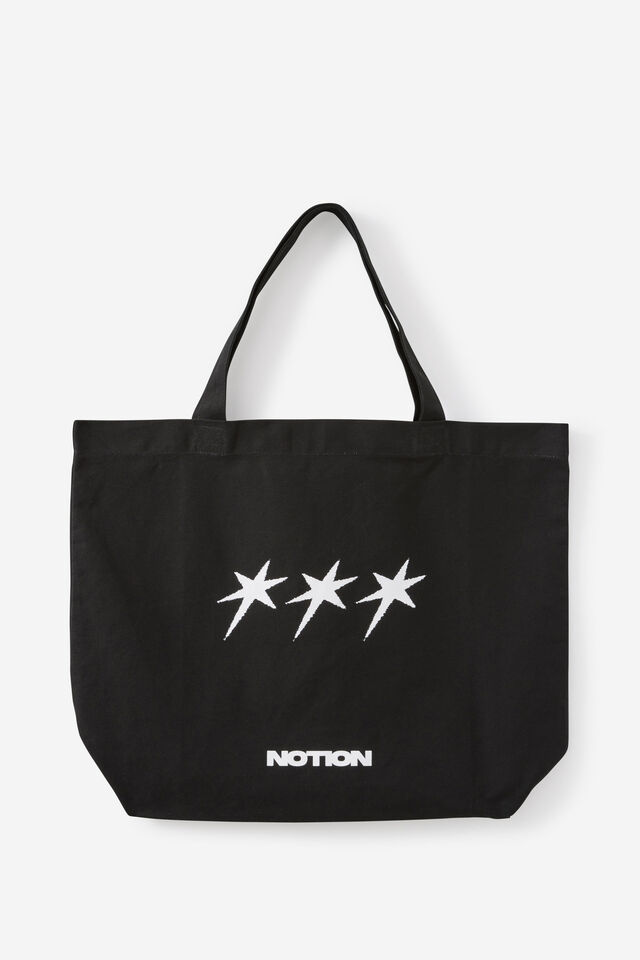 Notion Large Tote Bag, NOTION BLACK W WHT STAR LOGO