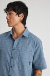 Half Half Short Sleeve Shirt, HH BLUE GREY NEON CHECK - alternate image 4