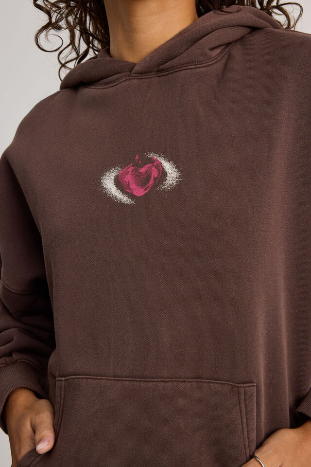 Harley Slouchy Hoodie, WASHED ESPRESSO/FLAMING HEART