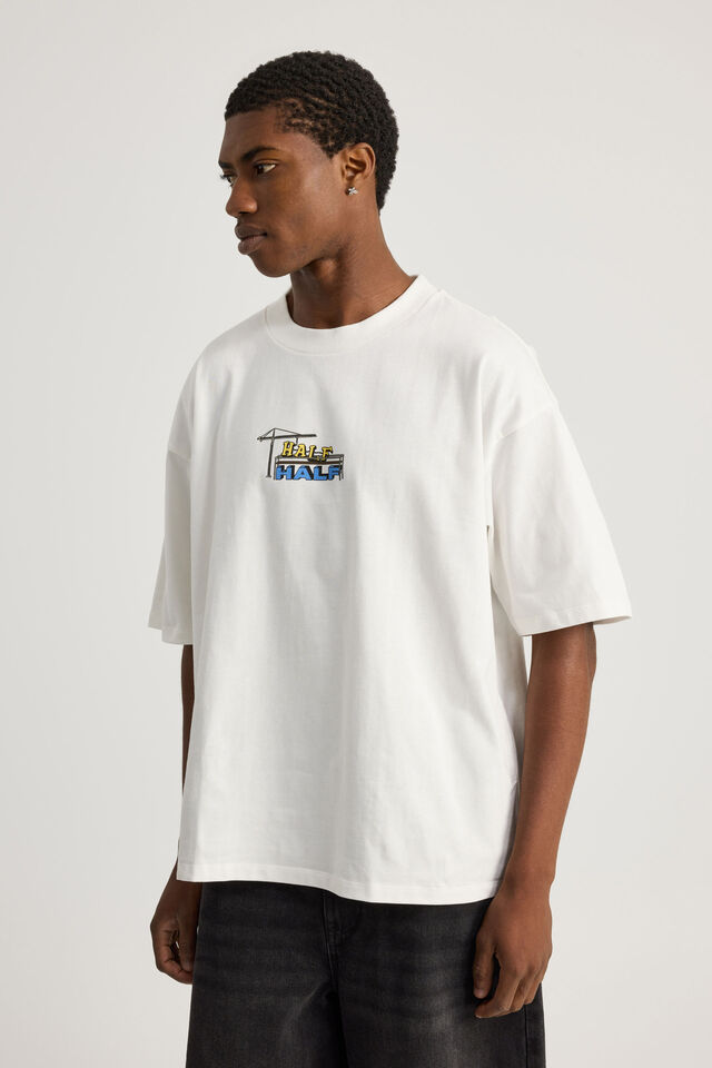 Half Half Heavyweight Box Fit Graphic Tshirt, HH CLOUD/HAMMER TIME