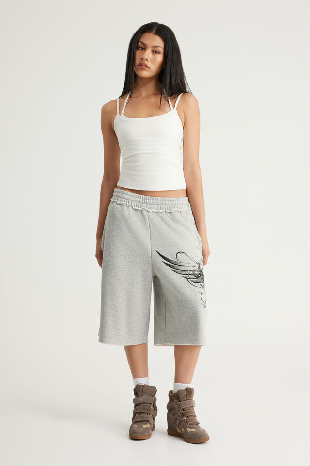 Baggy Track Short, NTN GREY MARLE/CROSSES
