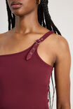 One Shoulder Buckle Top, BORDEAUX - alternate image 4