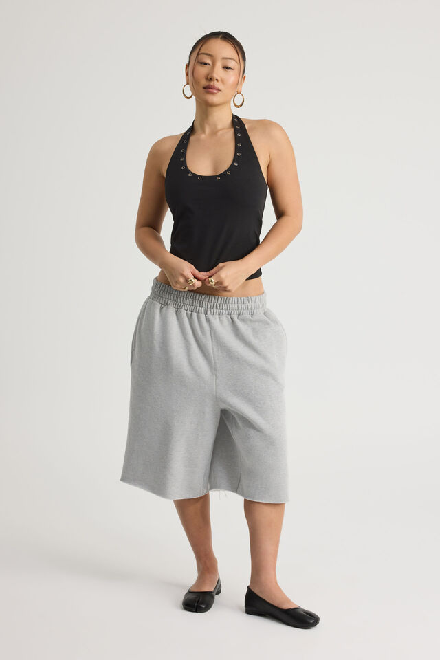 Scoop Neck Halter Top, WASHED BLACK