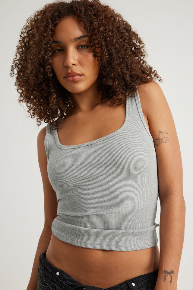 Authentics Scoop Rib Tank, GREY MARLE