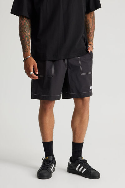 Half Half Pull On Short, BLACK