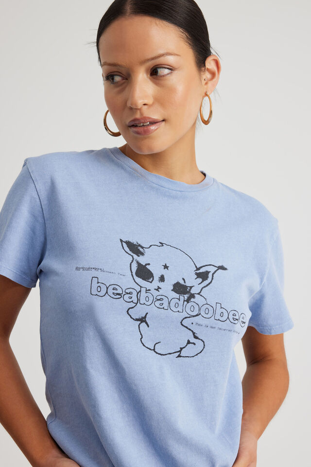 Music Merch Regular Tee, LCN BRA WASHED BLUE CHALK/BEABADOOBEE