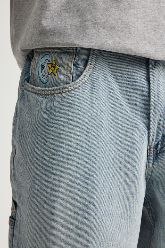 Half Half Baggy Painter Jean, DAY BLUE