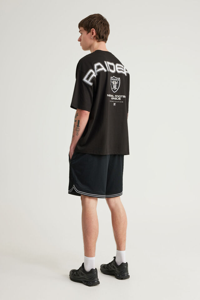 Nfl Basketball Short, LCN NFL BLACK WHITE / COLLEGIATE RAIDERS