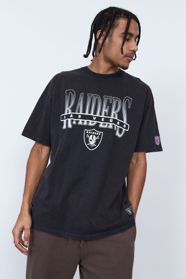 Oversized Nfl T Shirt, LCN NFL WASHED BLACK/RAIDERS FADE BLOCK