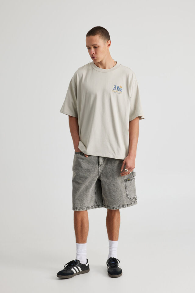 Half Half Heavyweight Box Fit Graphic Tshirt, HH FOG/EL PASO