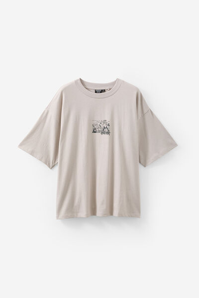 Cartoon Network X Half Half Box Fit Tshirt, LCN WB PEBBLE/ED EDD EDDY GRAFITTI