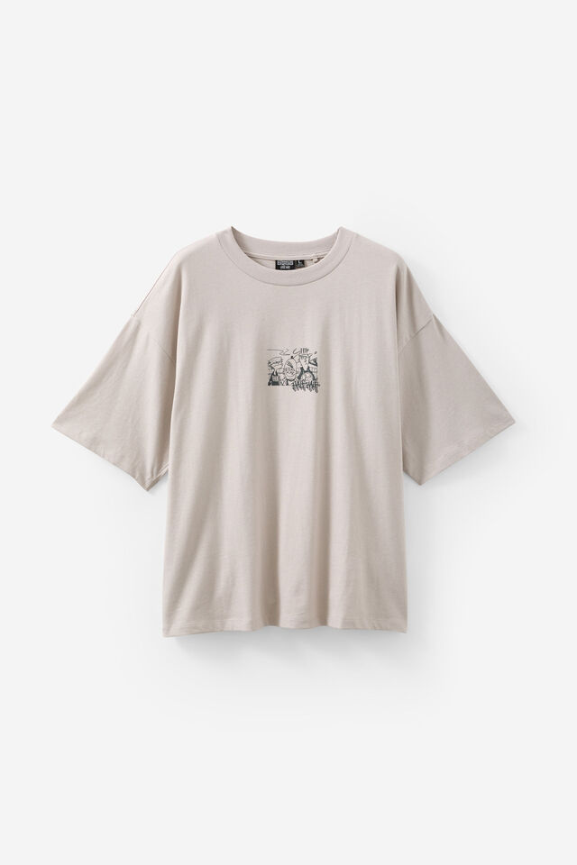 Cartoon Network X Half Half Box Fit Tshirt, LCN WB PEBBLE/ED EDD EDDY GRAFITTI