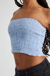 Shirred Bandeau, BLUE GINGHAM - alternate image 4