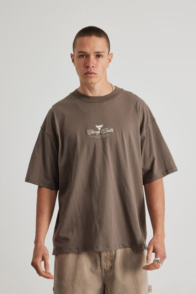 Box Fit Nba T Shirt, LCN NBA SMOKY BARK/BULLS NEW CURSIVE