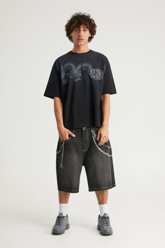 Notion Vintage Graphic Tshirt, NTN WASHED BLACK/SYMMETRICAL DRAGONS