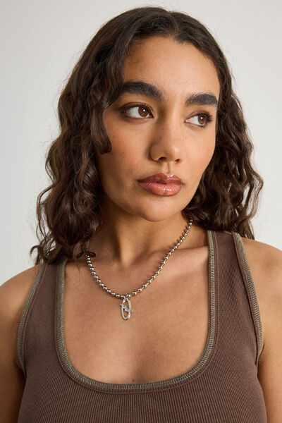 Ball Chain Necklace, SILVER