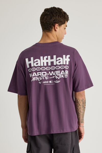 Half Half Box Fit Graphic T Shirt, HH GRAPE/HALF HALF HARDWARE